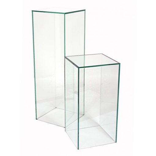 Two clear ghost plinth stands in different sizes