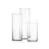 Three glass cylinder vases