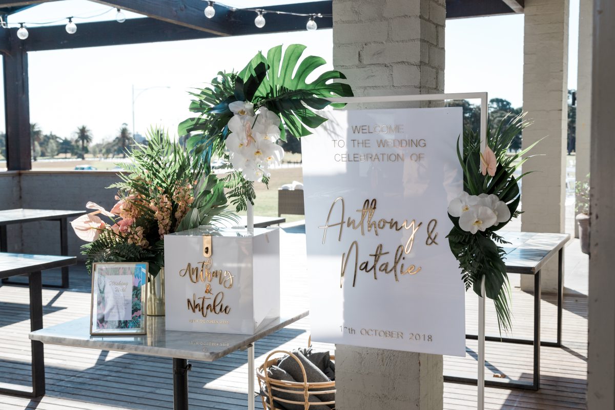 White Metal Stand Frame for Event Signage in Melbourne Styled Event Hire