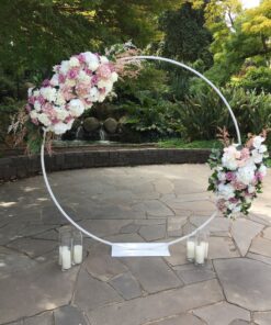 Floral Garlands (Faux) in blush pink and white on a White Circular Arch