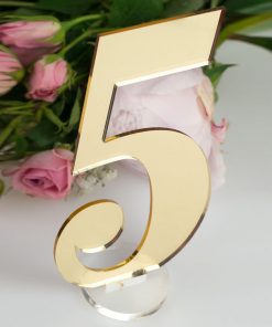 Gold mirrored number 5 table number