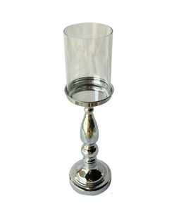 Silver volitive candle holder with clear glass surround