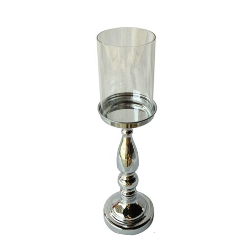 Silver volitive candle holder with clear glass surround