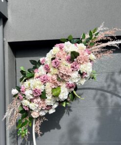 Floral Garlands (Faux) in blush pink and white on a White Circular Arch