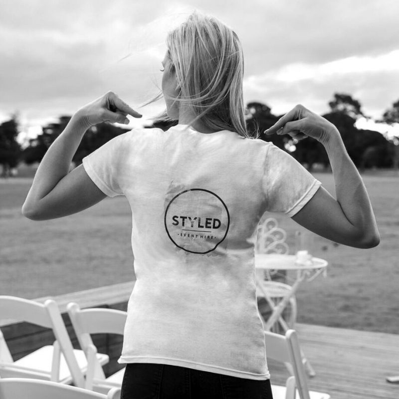 Girl wearing Style Event Hire t-shirt