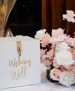 Wedding card box hire Melbourne white wishing well