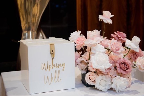 Wedding card box hire Melbourne white wishing well