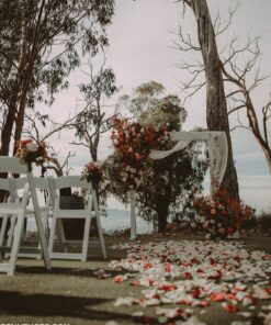 "wedding hire Melbourne — styled ceremony arch and seating by Styled Event Hire"