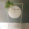 White wedding signage acrylic welcome sign with gold mirrored writing