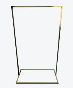 Gold metal frame stand on white background