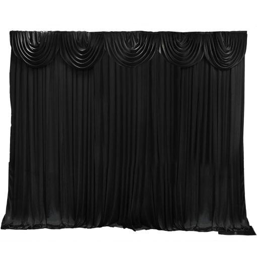 black silk curtain with scalloped swag