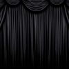 Large black silk curtain backdrop
