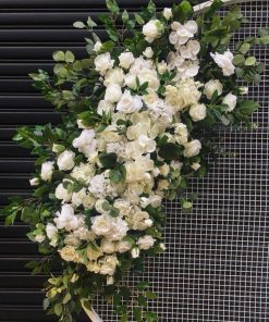 white roses faux flower garland