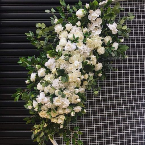 white roses faux flower garland